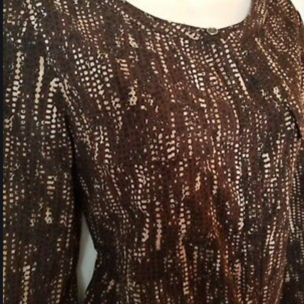 Anne Klein Brown Abstract-print Top